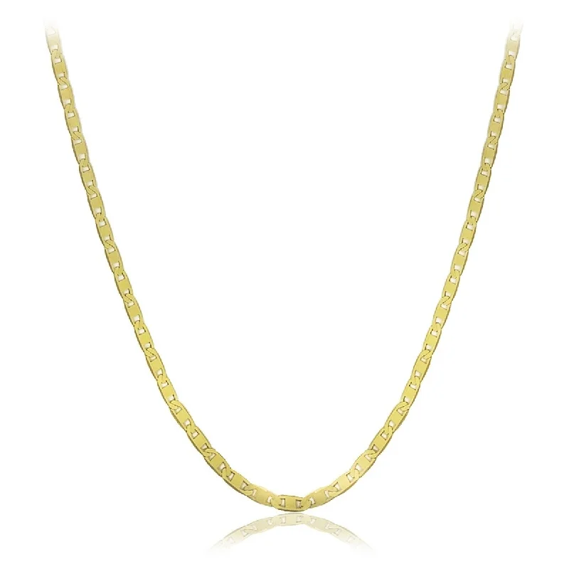 turquoise and silver necklace -10k Yellow Gold Mariner Link Chain Necklace 1.3mm 16"-24" Inch