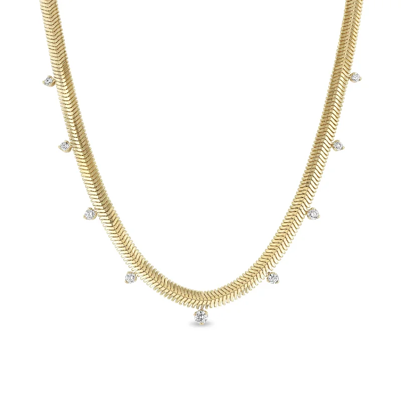 butterfly necklace with diamonds -14k 9 Graduated Prong Diamond Medium Snake Chain Necklace