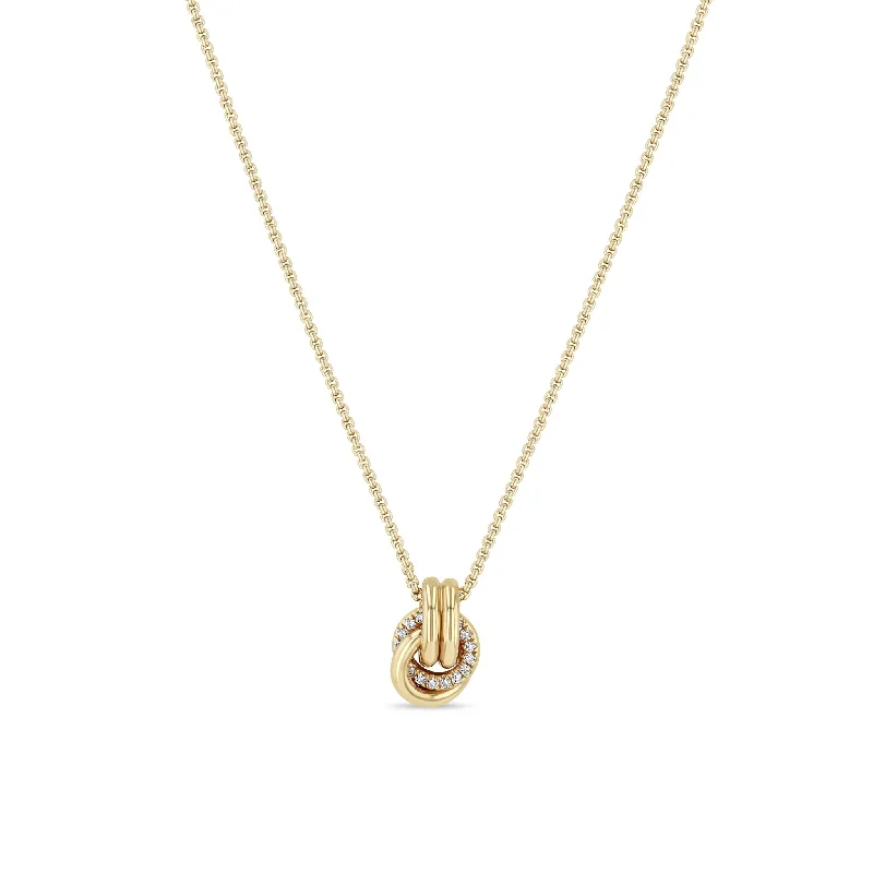 infinity symbol necklace -14k Double Linked Pavé Diamond Knot Necklace