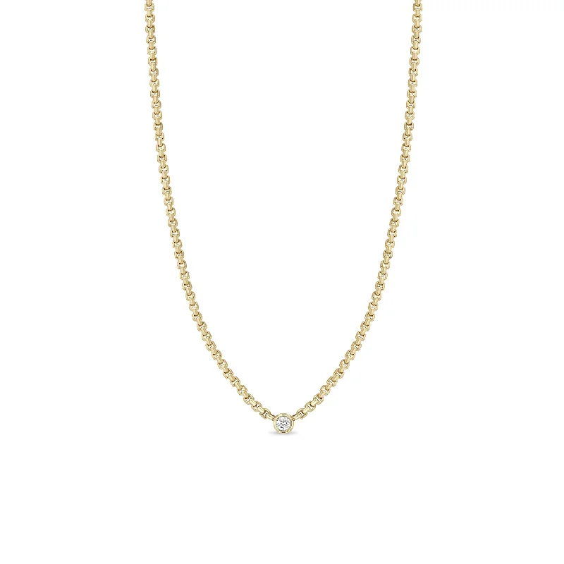 simple diamond necklace -14k Floating Diamond Small Box Chain Necklace