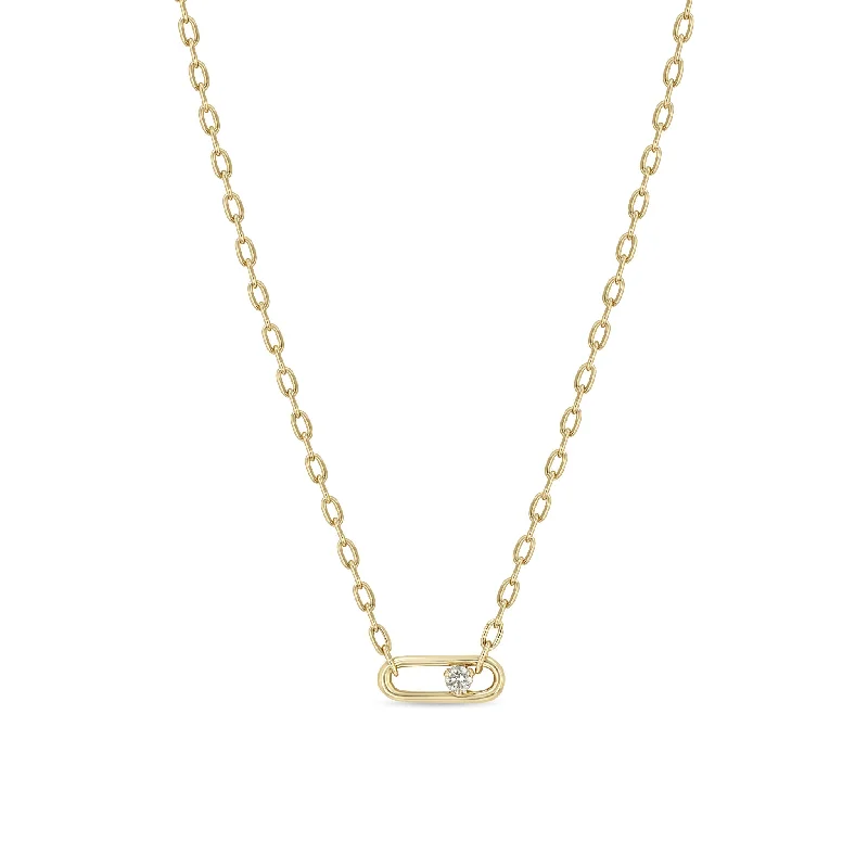 butterfly necklace with diamonds -14k Nested Diamond Large Paperclip Link Square Oval Chain Necklace