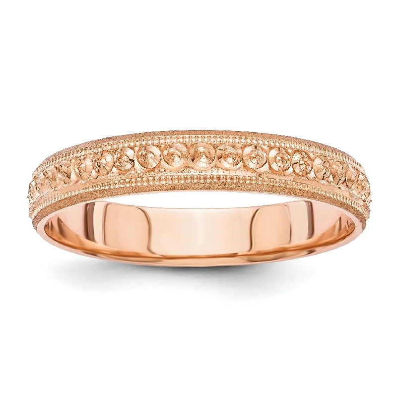 stackable rings for her -14K Rose Gold 3mm Wide Etched Sparkling Eternity Wedding Band