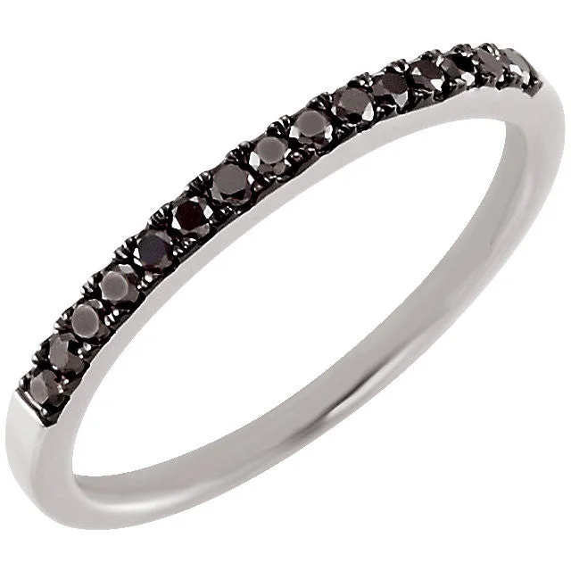 engraved couple matching rings -14k White Gold 1/5 CTW Black Diamond Anniversary Band