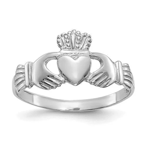 amethyst stone ring -14k White Gold Solid Ladies Claddagh Ring