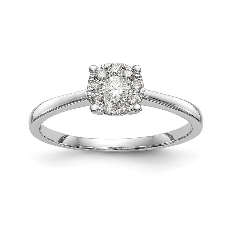 thick bold statement ring -14k White Gold Cluster Round Diamond Engagement Ring