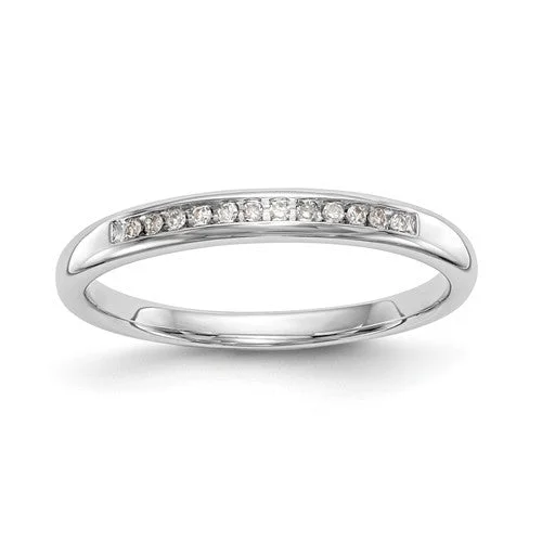 titanium wedding band for men -14k White Gold Diamond Round Channel Set Anniversary Wedding Band