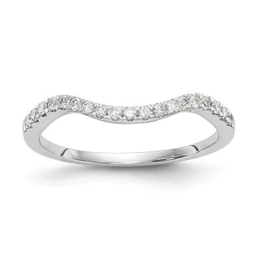 stacking rings with gemstones -14k White Gold Diamond Contoured Wedding Band