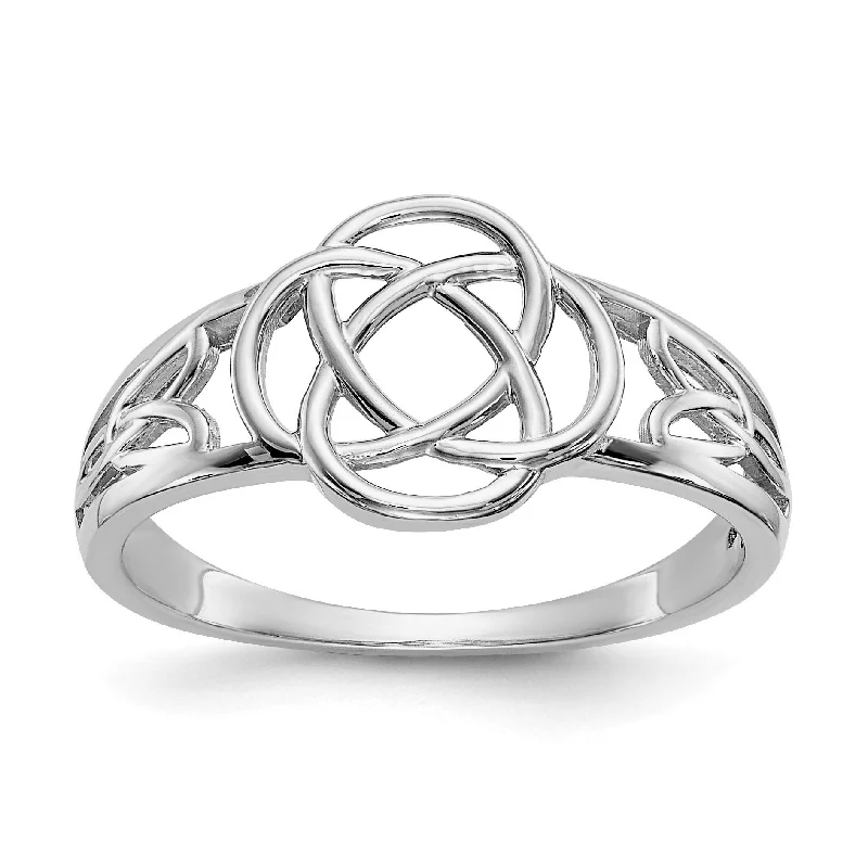 trendy knuckle ring -14k White Gold Ladies Celtic Knot Ring