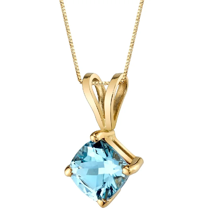 black onyx pendant necklace -14k Yellow Gold Cushion Cut 0.75 cts Aquamarine Pendant