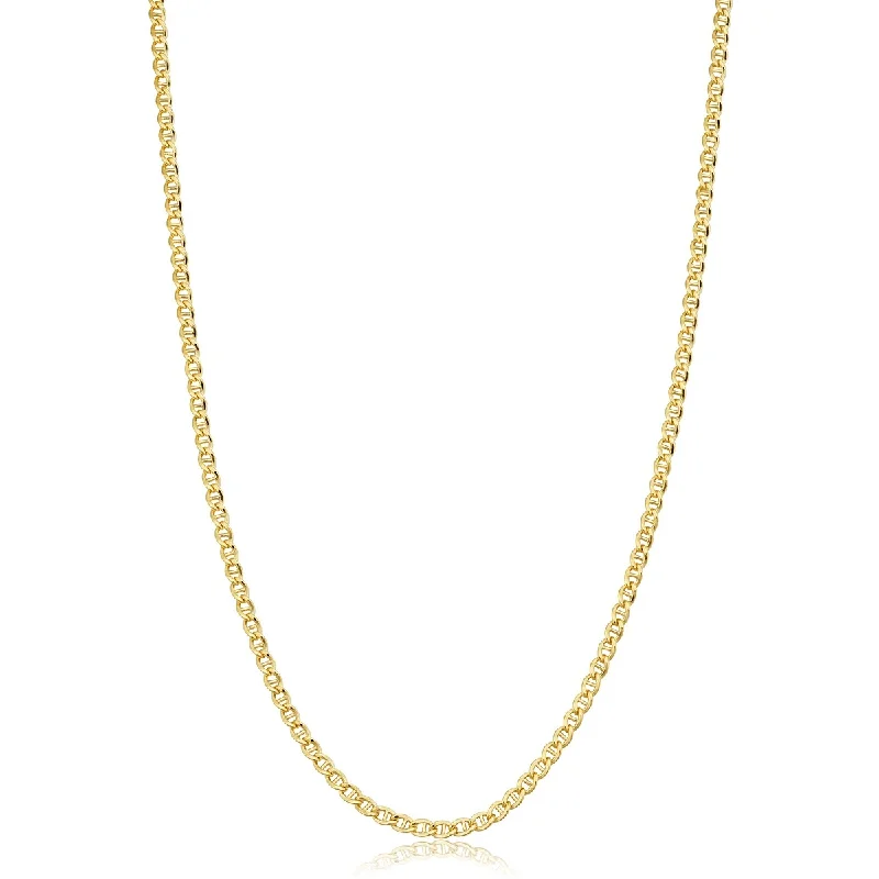 gold leaf pendant necklace -14k Yellow Gold Filled 2.55 mm Mariner Link Chain Necklace For Men and Women