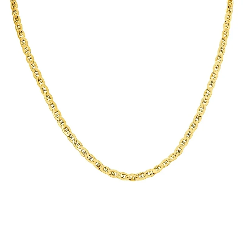 adjustable necklace with charm -14K Yellow Gold Filled 4.2MM Mariner Link Chain with Lobster Clasp - 30 Inch