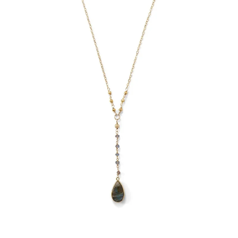 butterfly shaped pendant necklace -14k Yellow Gold over Sterling Silver Labradorite Drop Necklace