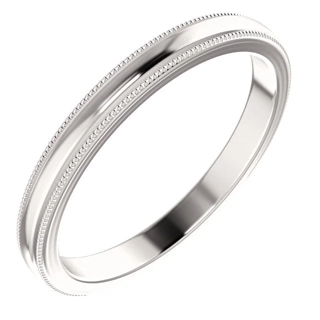 handmade sterling silver ring -14k White Gold Milgrain Edge 2.4m Wide Band