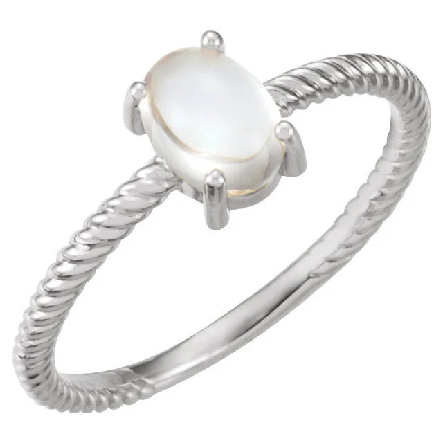 wide band silver ring -14k Gold Oval Rainbow Moonstone Cabochon Ring - White Yellow or Rose Gold