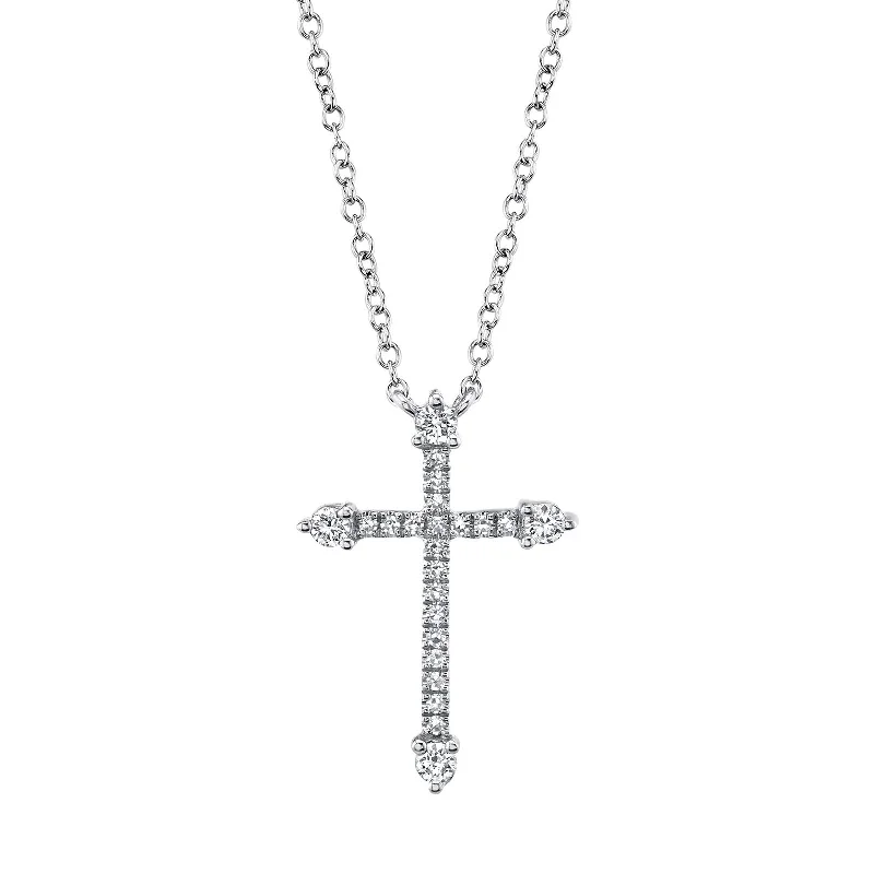 sterling silver nameplate necklace -Diamond Cross Necklace