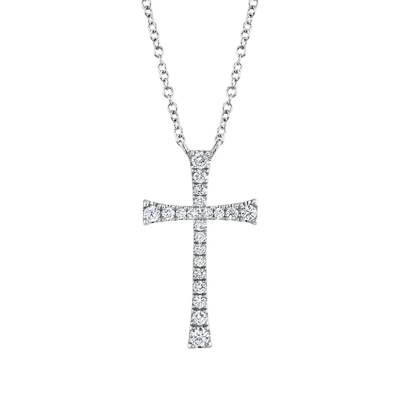 hammered gold pendant necklace -Diamond Cross Necklace