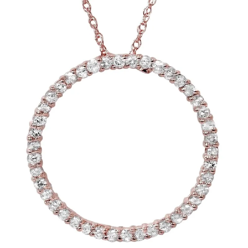 sterling silver infinity necklace -1ct Circle Diamond Pendant Rose Gold