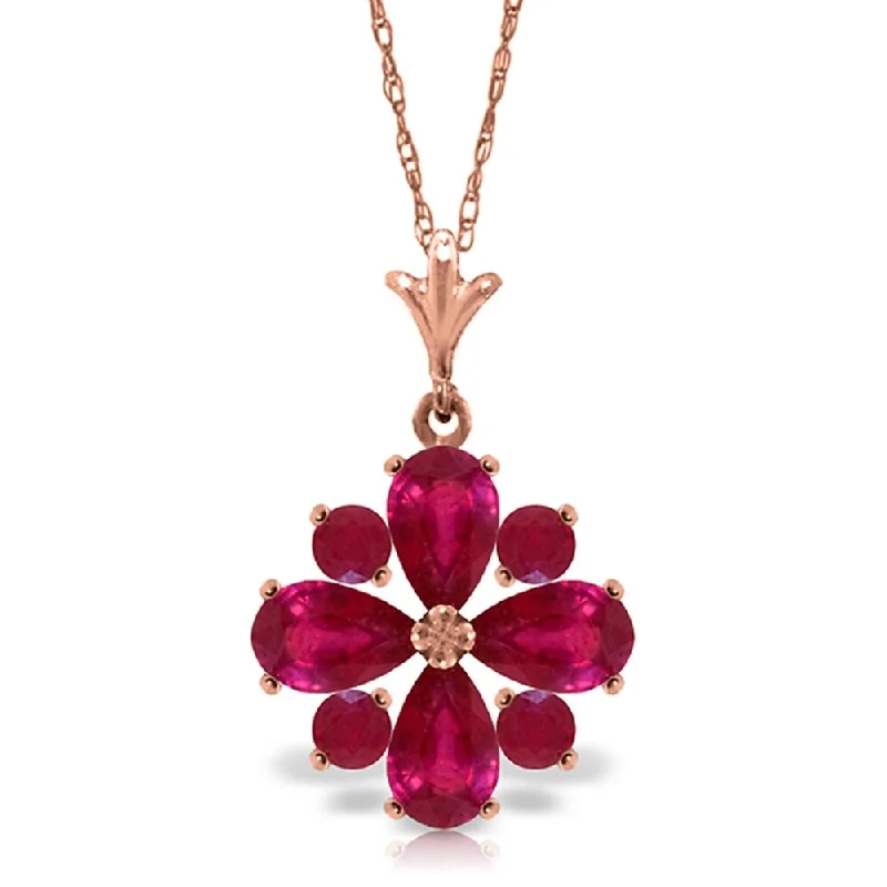 gold chain necklace with charms -2.23 CTW 14K Solid Rose Gold Winter Ruby Necklace