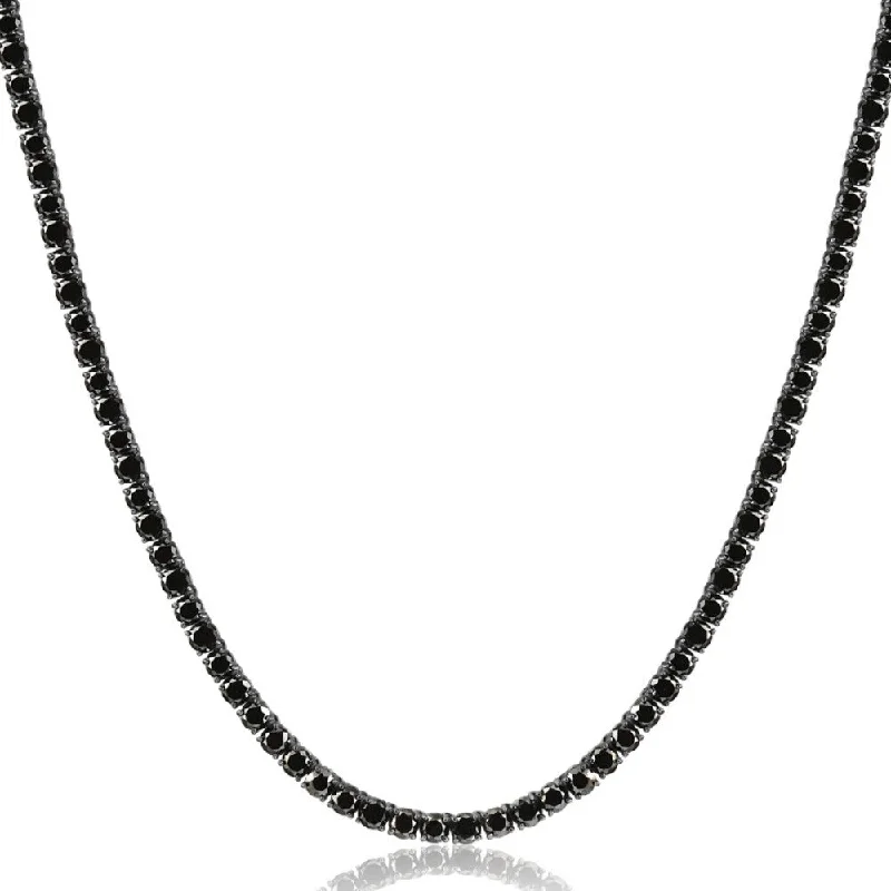 personalized birthstone necklace -27.88Ct TW Black Diamond Tennis Necklace 18" Black Gold