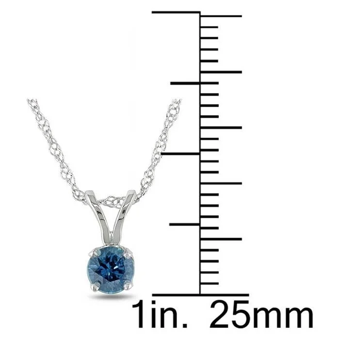 layered necklace for women -3/4ct Blue Diamond Solitaire Pendant & Studs Set White Gold & Chain