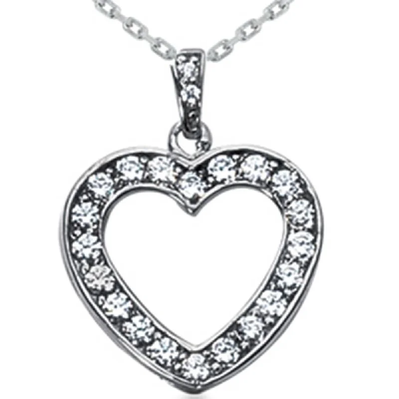 luxury emerald necklace -3/4ct Diamond Heart Pendant White Gold Necklace New