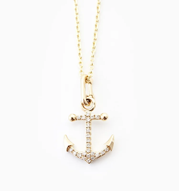 diamond solitaire necklace -Anchor Diamond Necklace