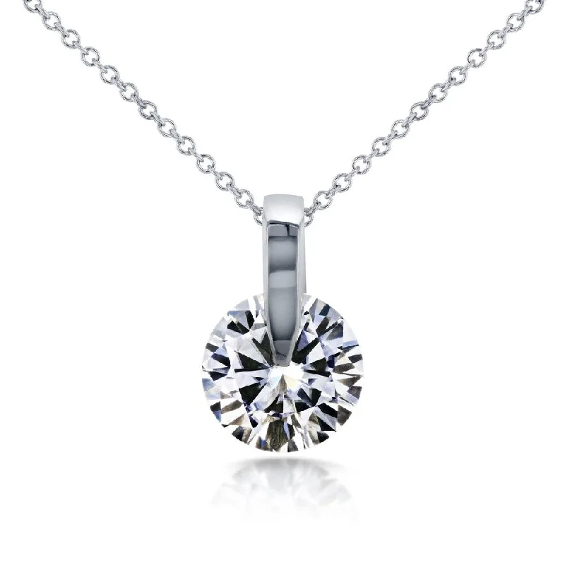 gold rope chain necklace -Annello by Kobelli 14k White Gold 1ct Round Moissanite Solitaire Necklace (GH/VS)