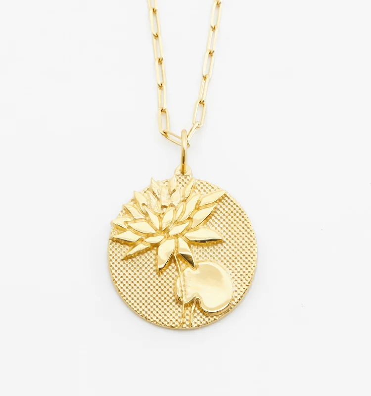 art deco style necklace -Bold Lotus Necklace - July Flower