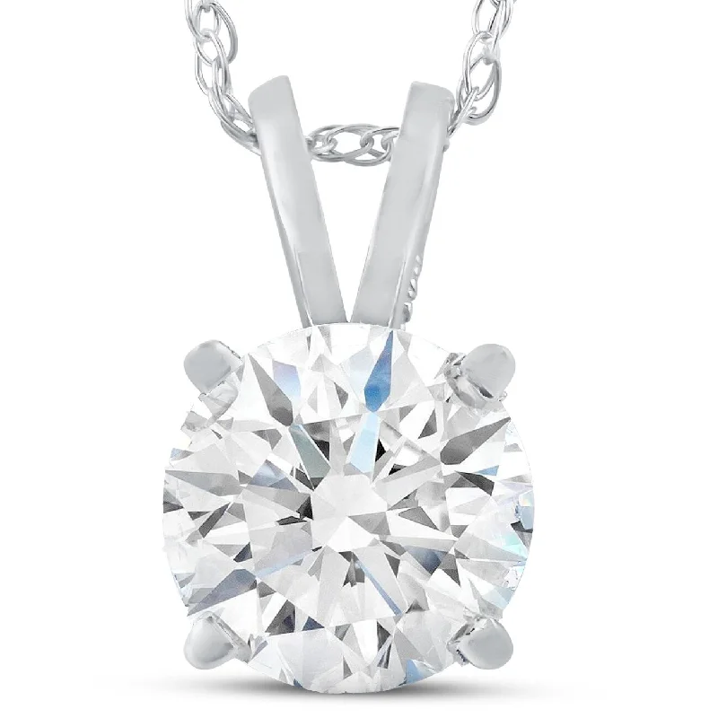 silver chain necklace for men -Certified 1.07Ct Round Diamond Solitaire Pendant Gold Necklace Lab Grown 18"