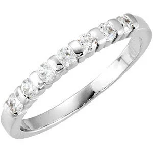 titanium wedding band for men -14k White Gold Channel Set 7-Stone Diamond Anniversary Band