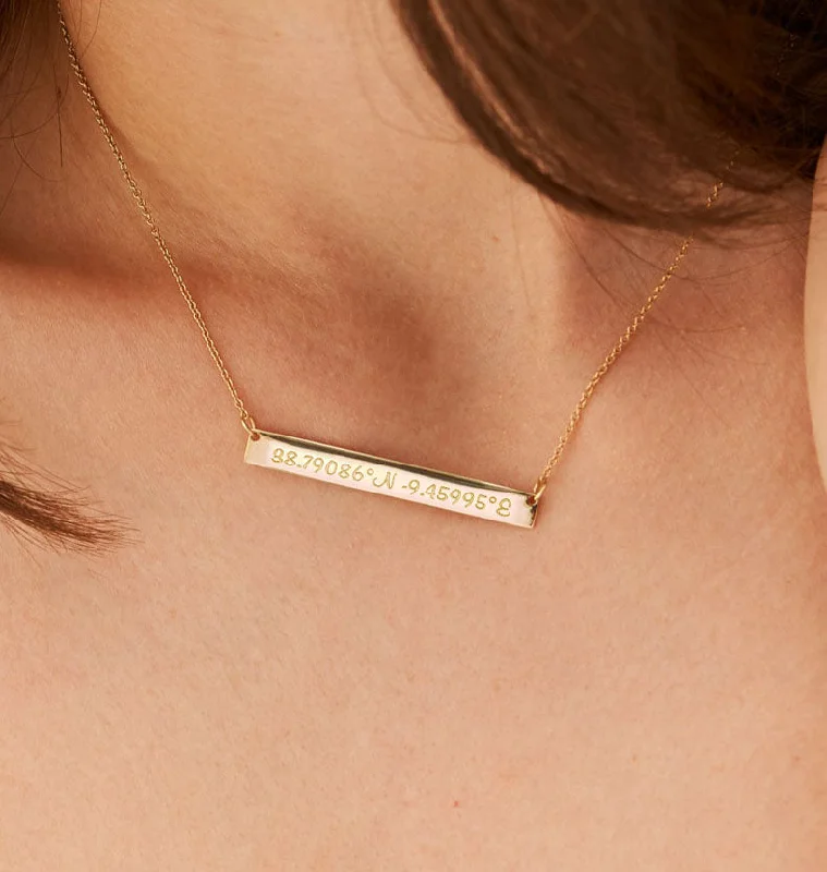 oval pendant necklace for women -Coordinates Bar Necklace