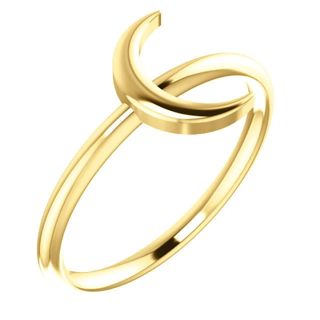 adjustable open ring for women -Crescent Moon Ring - Sterling Silver or 14k Gold