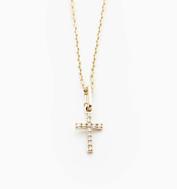 butterfly shaped pendant necklace -Cross Diamond Necklace