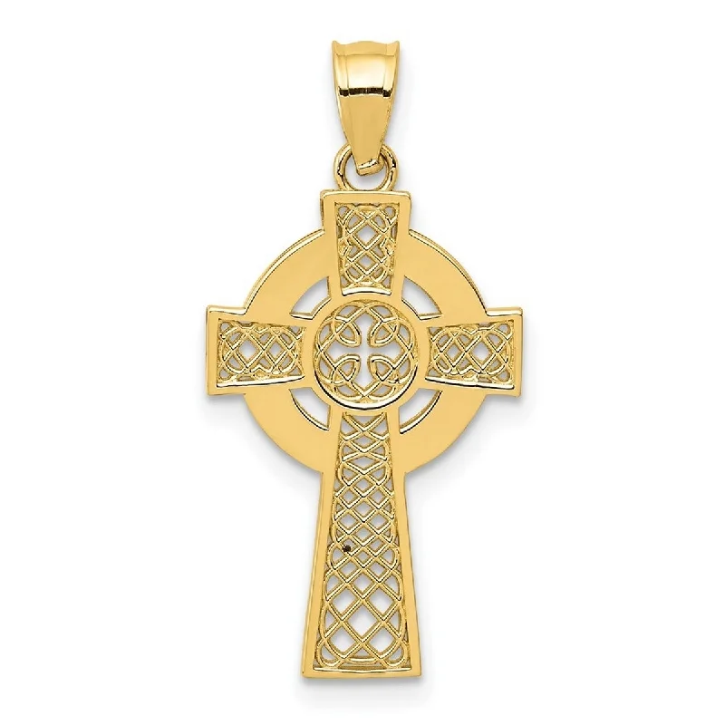 men’s lion pendant necklace -Curata 14k Yellow Gold 18" Celtic Knot Cross Pendant Necklace - 26x13mm