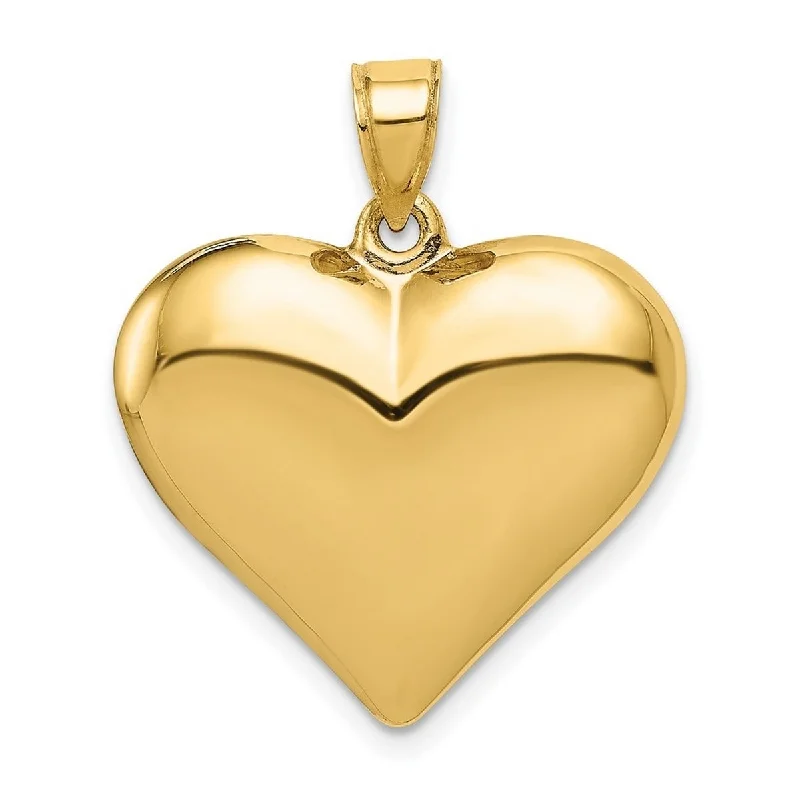 dainty circle pendant necklace -Curata 14k Yellow Gold 18" Polished Puffed Heart Pendant Necklace - 22.5x24.8mm