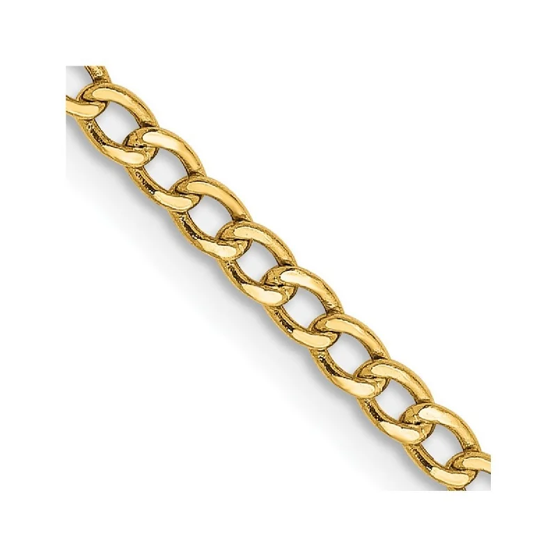 art deco style necklace -Curata 14k Yellow Gold Polished 2.5mm Semi-solid Curb Chain Necklace Options: 16 18 20 22 24 28