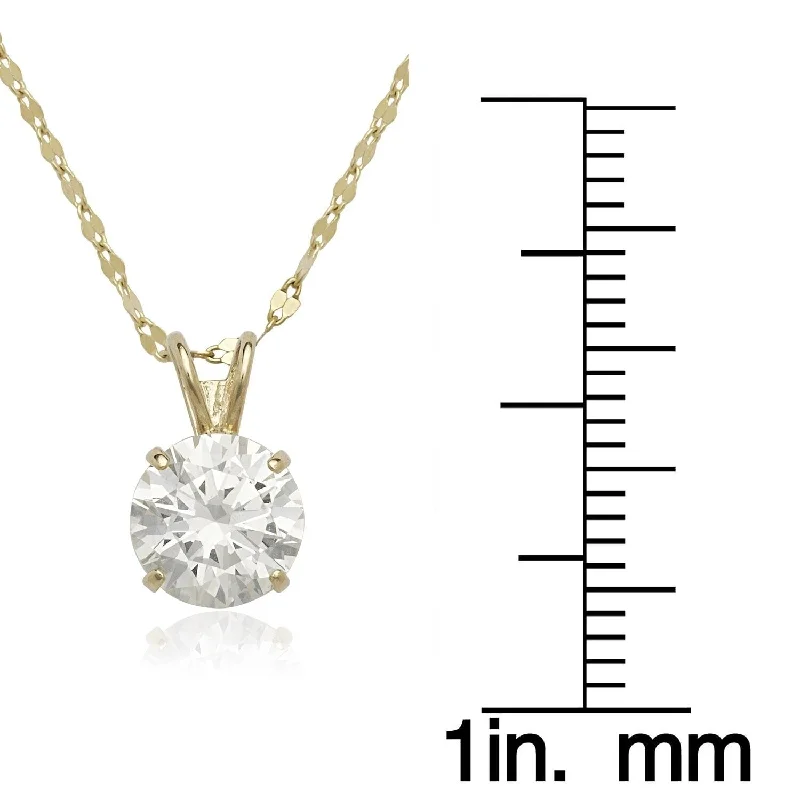 men’s dog tag necklace -Curata 14k Yellow or White Gold Round 7mm Cubic Zirconia Solitaire Necklace