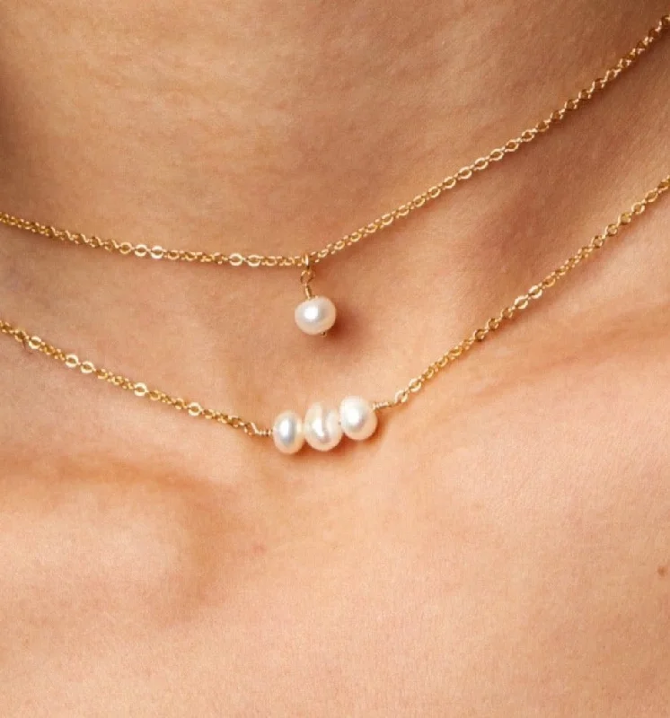 gold pendant necklace for women -Dainty Pearl Choker Necklace