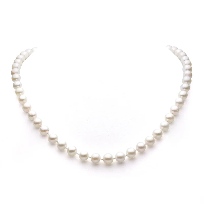 turquoise and silver necklace -DaVonna 14k Gold White Akoya Pearl High Luster 18-inch Necklace (8-8.5 mm)