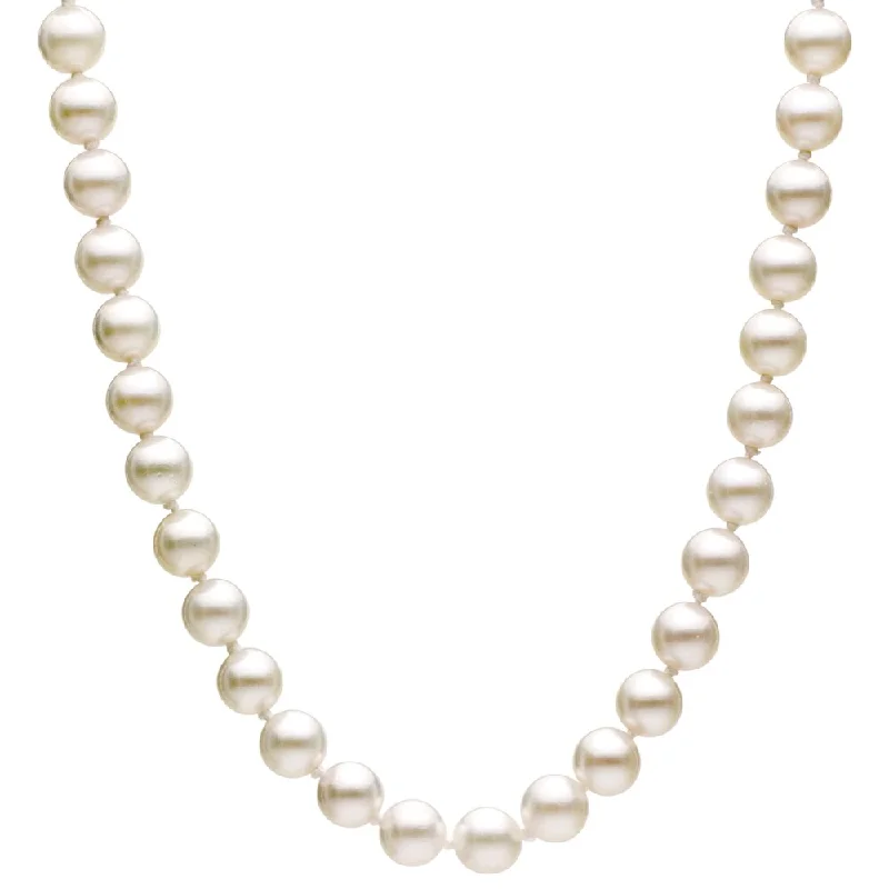 antique style pearl necklace -DaVonna 14k Gold White Akoya Pearl High Luster 30-inch Necklace (6.5-7 mm)