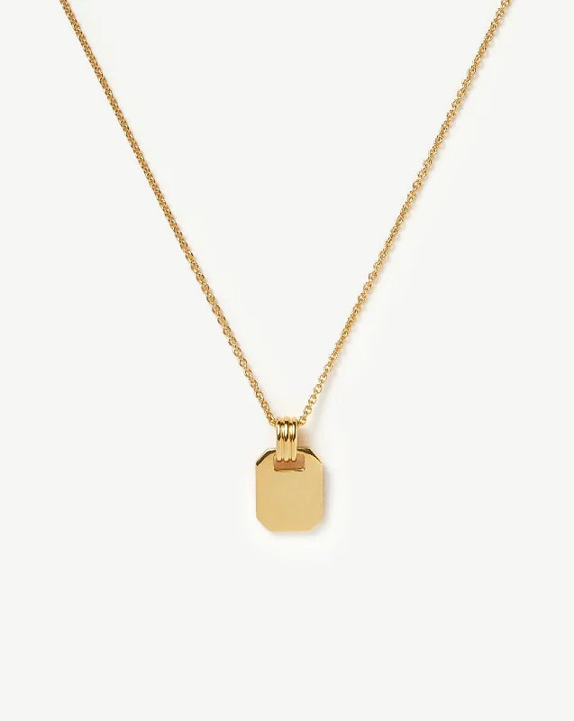 anchor pendant necklace -Engravable Small Tag Pendant Necklace | 18ct Gold Vermeil