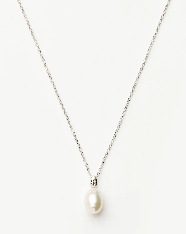 custom photo pendant necklace -Fine Baroque Pearl Organic Pendant Necklace | 14ct Solid White Gold/Pearl