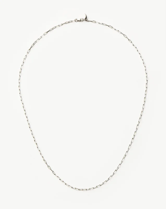 pearl necklace for brides -Fine Classic Paperclip Chain Necklace | 14ct Solid White Gold