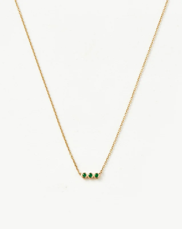 family tree necklace -Fine Emerald Solitaire Trio Necklace