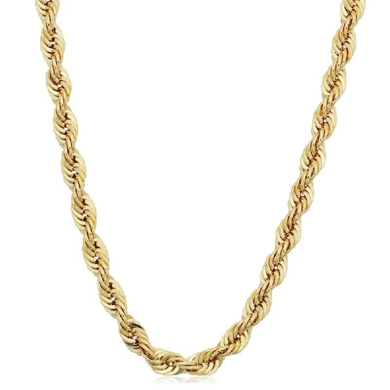 floral pendant necklace -Fremada Men's 10k Yellow Gold 4.75-mm Semi Solid Rope Chain Necklace (20 - 30 inches)