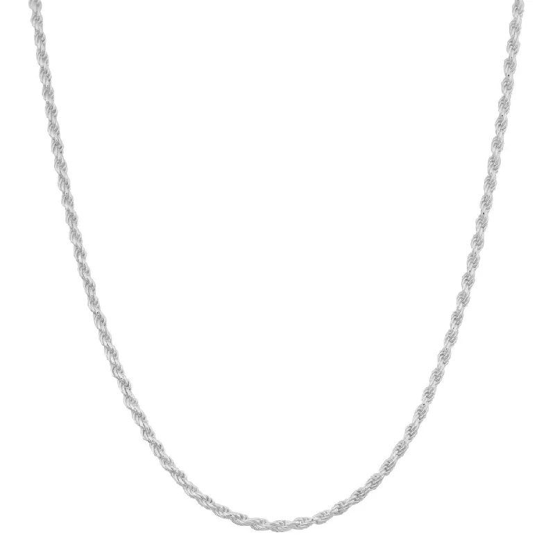 anchor pendant necklace -Fremada Sterling Silver 1.2-mm Diamond-Cut Italian Rope Chain Necklace (18 - 36 inches)