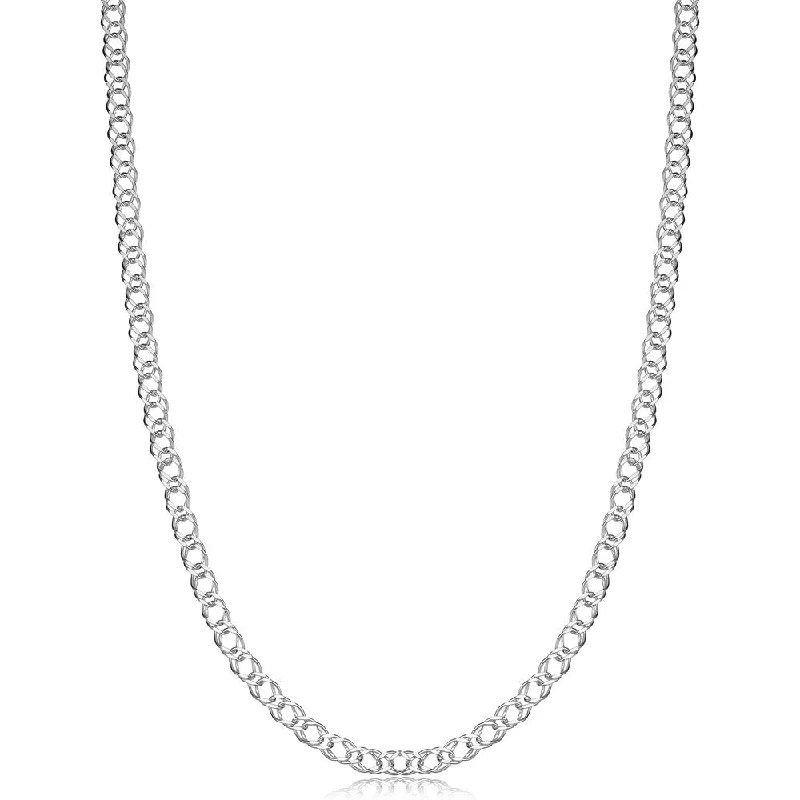 silver collar necklace for women -Fremada Sterling Silver 2.8mm Fancy Double Curb Link Chain Necklace