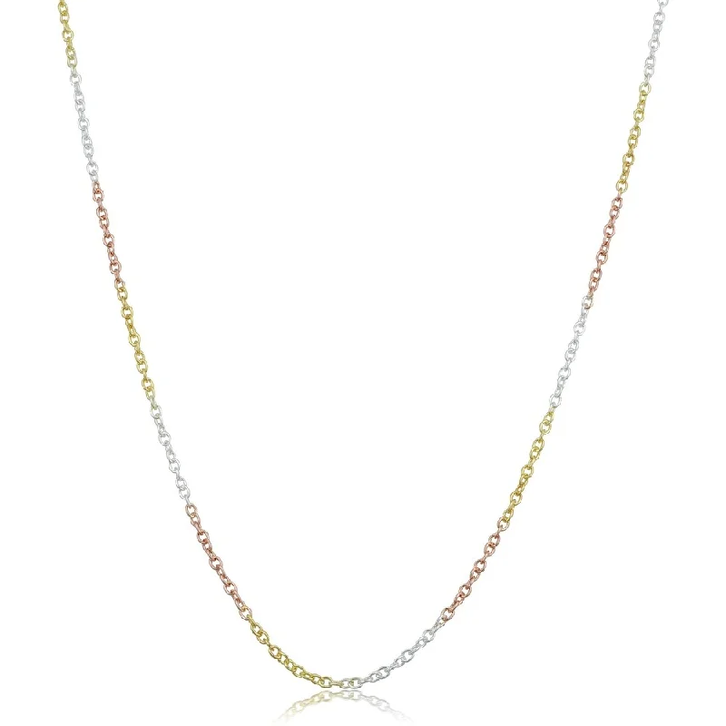 diamond eternity necklace -Fremada Tri-color Gold over Sterling Silver Round Cable Chain Necklace