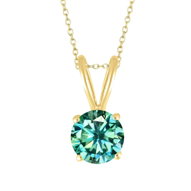 rose gold necklace for women -Gold Over Sterling Silver with Green Moissanite Solitaire Pendant- 18"