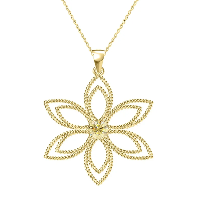 diamond eternity necklace -Gold Over Sterling Silver with Yellow Moissanite Pendant-18" Chain